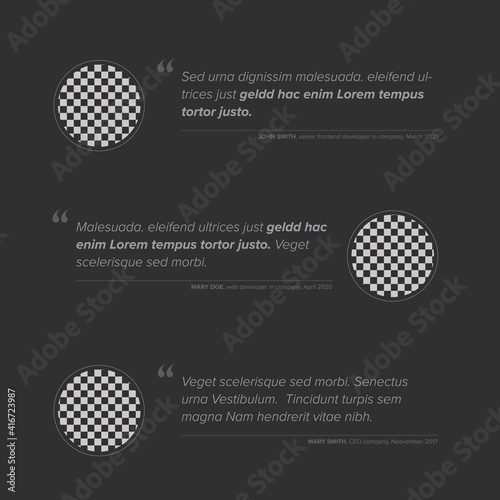 Dark Testimonial reviews section layout template