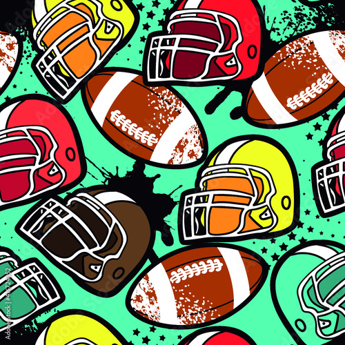 Seamless sport pattern with balls. Repeated backdrop for fashion clothes, t shirt, child, paper. Creative grunge design isolated on white