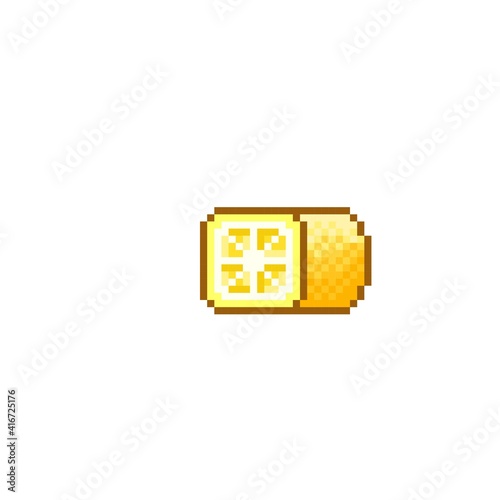 Lemon pixel art. Lemon Slices. Vector illustration.