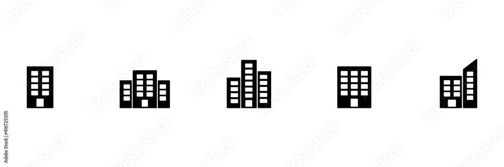 Building set icon. House silhouette symbol group. Home black shape sign collection. Vector isolated on white Building set icon. House silhouette symbol group. Home black shape sign collection. Vector isolated on white