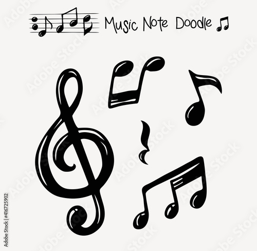 Vector set of  music note doodle, vector illustration