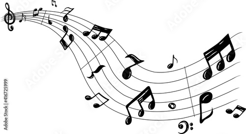 Vector set of  music note doodle  vector illustration