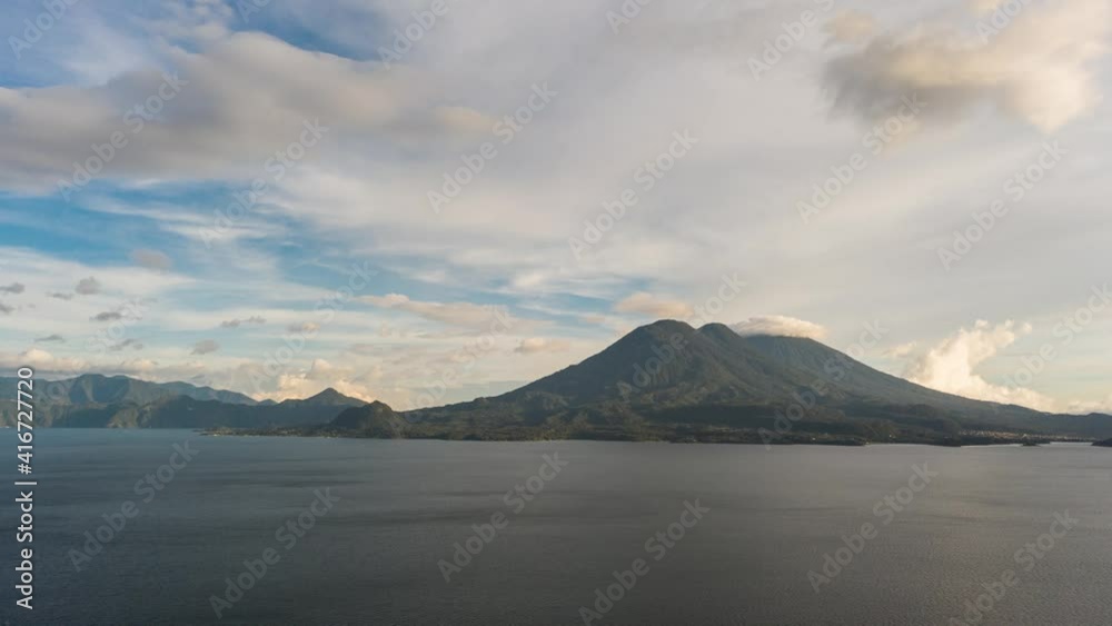 Drone aerial hyperlapse during a beautiful morning in Lake Atitlan, Guatemala Drone aerial hyperlapse during a beautiful morning in Lake Atitlan, Guatemala