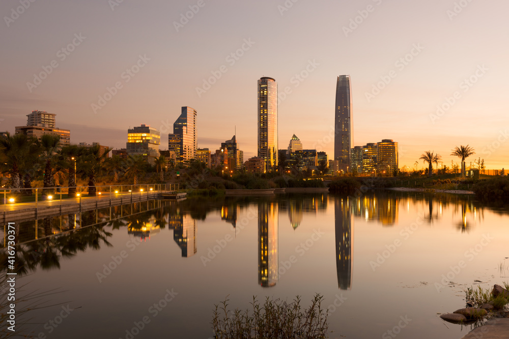 Cityscape of moden buidings in Santiago de Chile