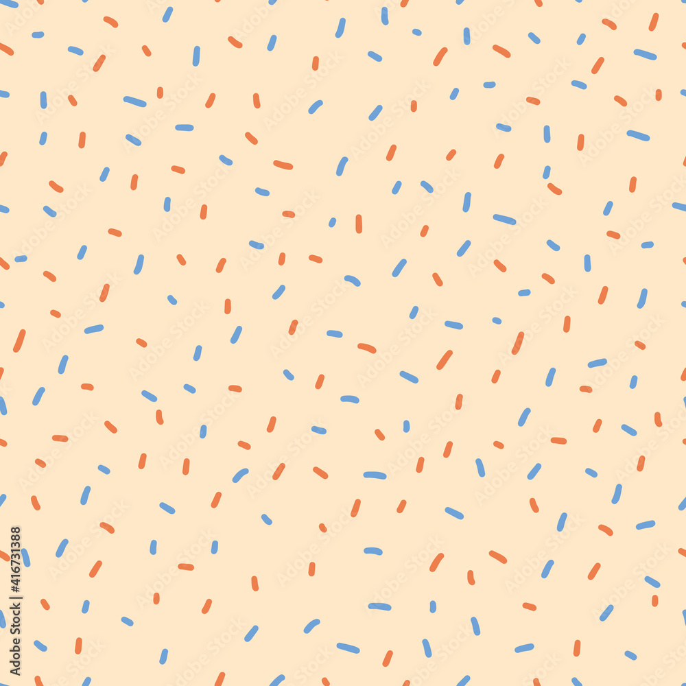 Seamless pattern with blue and orange stripes. Backgrounds and wallpapers for invitations, cards, fabrics, packaging, textiles. Vector illustration.
