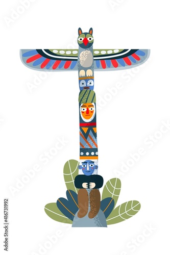Wild west indian american road sign with traditional elements. Western native roadpost pointing directions vector illustration. Object for traveling isolated on white background