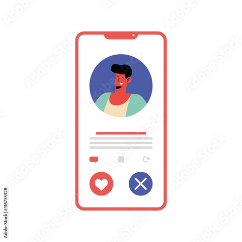 smartphone with man profile love app online