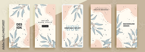 Trendy editable template for social networks stories, vector illustration. Design backgrounds for social media.