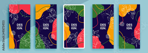 Trendy editable template for social networks stories, vector illustration. Design backgrounds for social media.