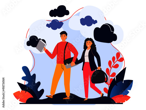 illustrtion of college student couple