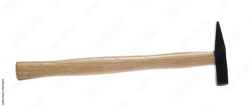 Metal hammer with wooden handle isolated on white background Metal hammer with wooden handle isolated on white background