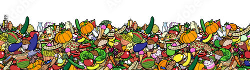 Bunter Cartoon Lebensmittel Hintergrund Header Rahmen