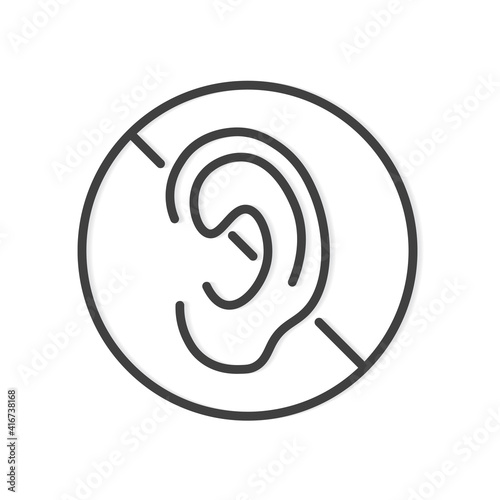 deafness, mute sign- vector illustration