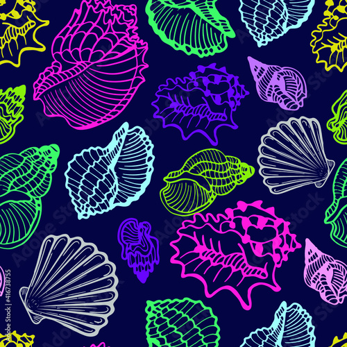 bright abstract pattern with a shell silhouette, for textiles, clothing, wrapping paper and more
