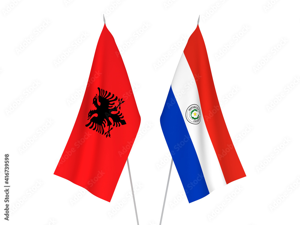 Obraz premium Republic of Albania and Paraguay flags
