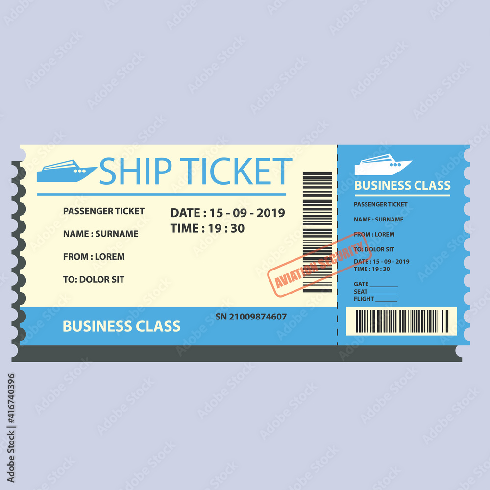 Obraz premium ship cruise ticket for traveling by ship. vector illustration