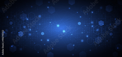 Abstract blue hexagon pattern background. Medical and science, technology connection concept.