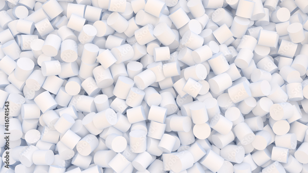 Abstract digital background with heap of white cylinders Abstract digital background with heap of white cylinders