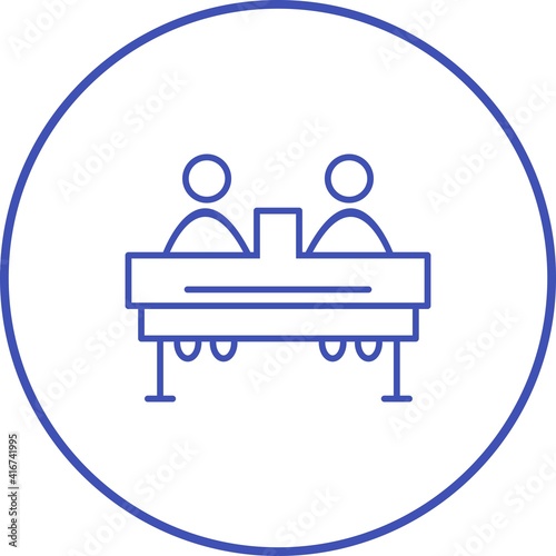 Unique two student studying line vector icon