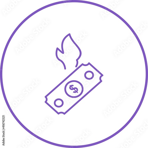 Unique Dollar On Fire Line Vector Icon