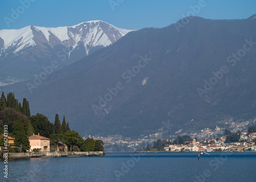 stunning italian landscape on a spring day in Cernobbio.Como lake, italian lakes, Italy.