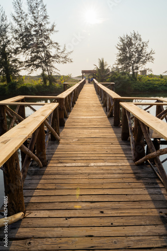 Straight path made up of wood