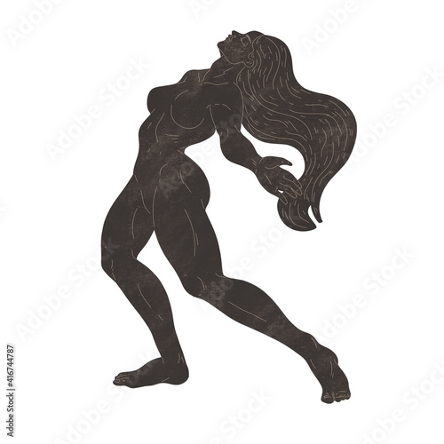Woman body silhouette. Raster illustration of a female. Raster woman for creating fashion prints, postcard, wedding invitations, banners, arrangement illustrations, books, covers.