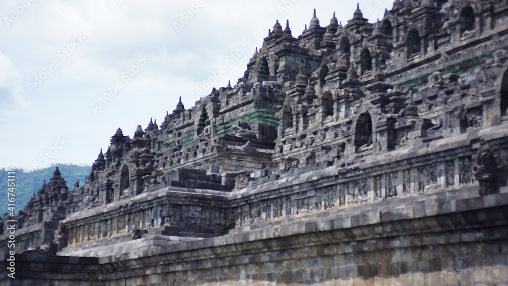 MAGELANG, INDONESIA-18 FEBRUARY 2021: Borobudur is one of the world heritage Buddhist temples located in the north of Yogyakarta and is the biggest discovery in Indonesia