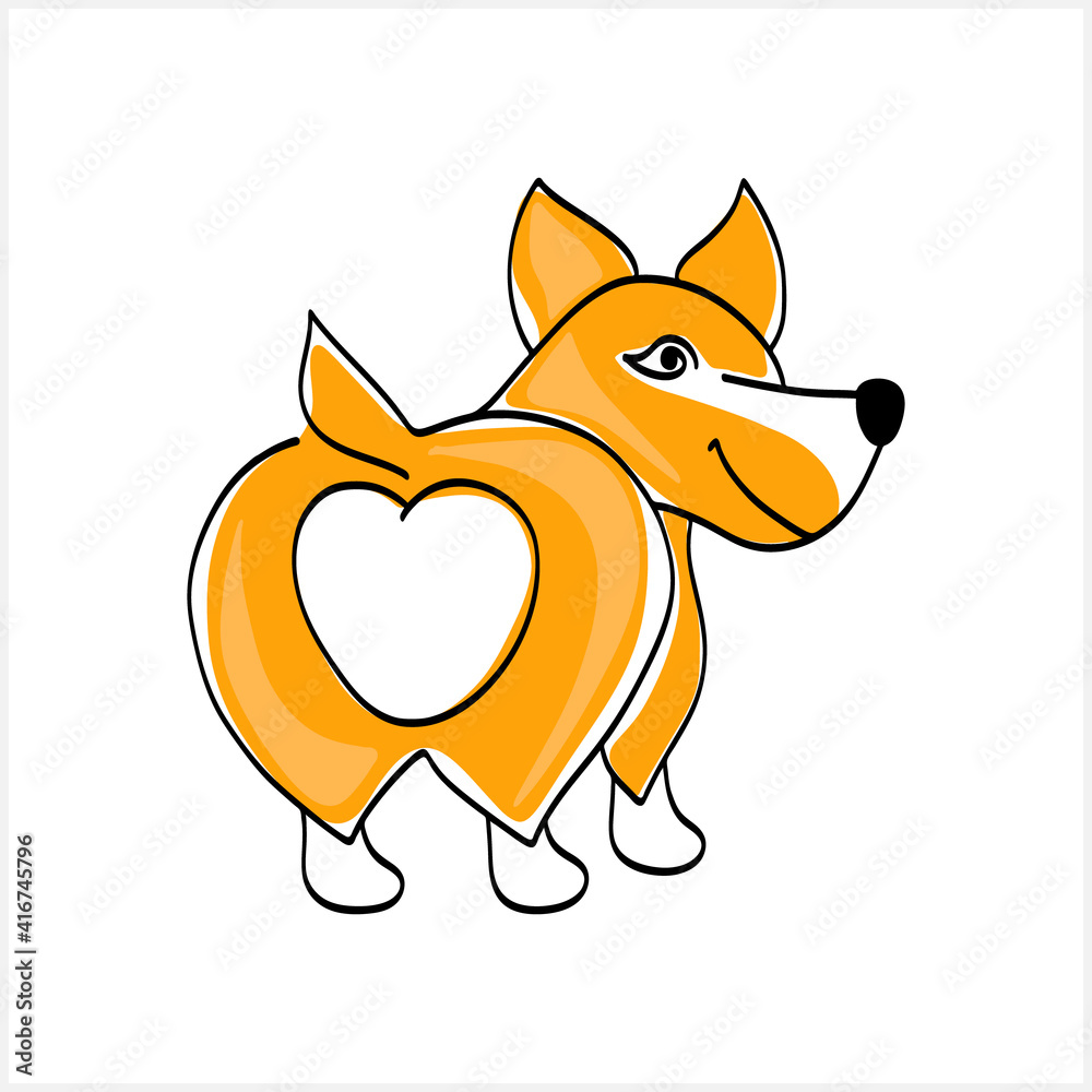 Obraz premium Doodle korgi dog isolated on white. Cartoon vector stock illustration. EPS 10