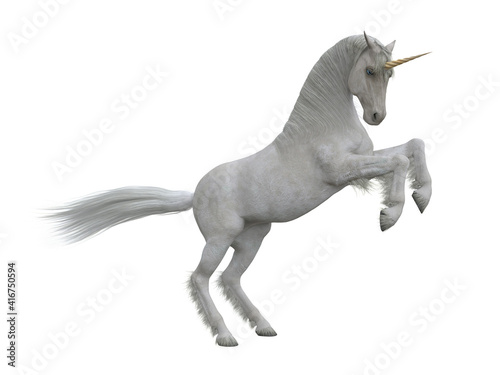 Obraz na plátne White unicorn rearing up on hind legs