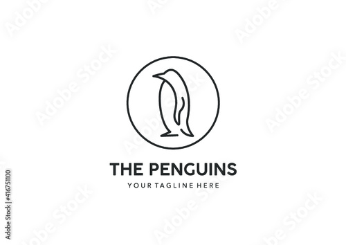 Penguins line art logo