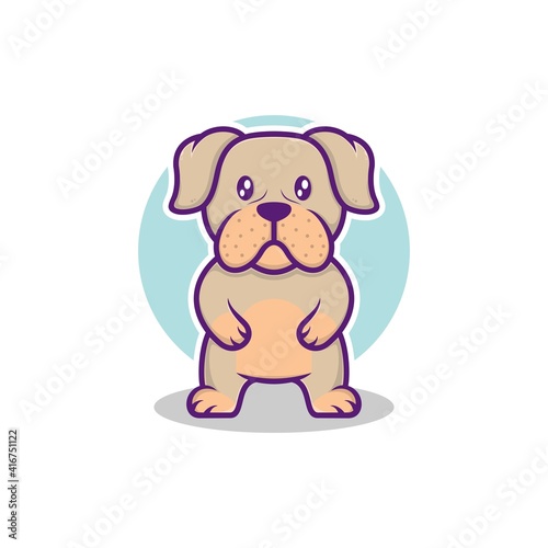 cute cartoon bulldog standing vector illustration