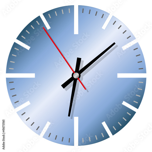 Wall clock with slots. Style - minimalism. Done in vector.