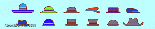 set of bonnet and hat cartoon icon design template with various models. vector illustration isolated on blue background