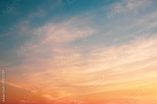 Fototapeta Naklejka Na Ścianę i Meble -  Twilight sky with cloud and colorful sunset nature abstract  background