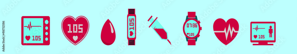 set of medical cartoon icon design template with various models. vector illustration isolated on blue background