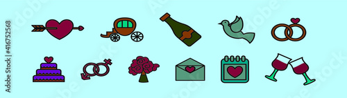 set of marry me cartoon icon design template with various models. vector illustration isolated on blue background
