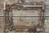 frame made of old rusty hand tools
