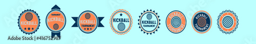 set of kickball cartoon icon design template with various models. vector illustration isolated on blue background