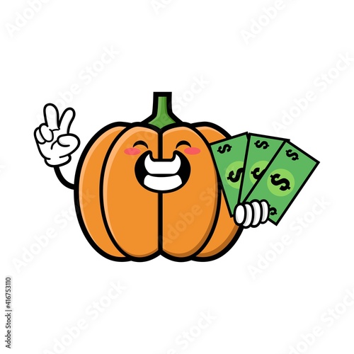 cute pumpkin cartoon mascot character funny expression