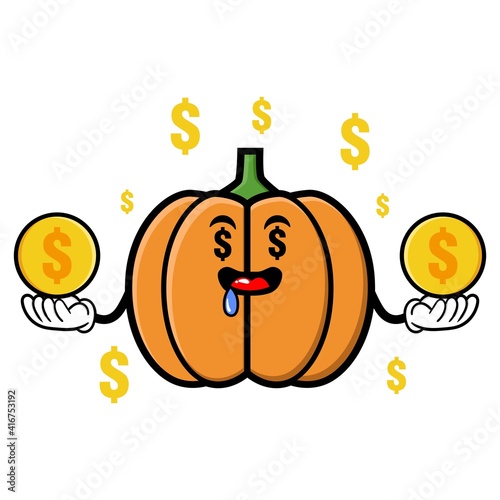 cute pumpkin cartoon mascot character funny expression