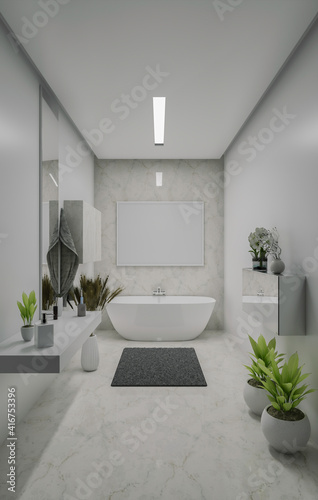 mock up frame bathroom   3d rendering.