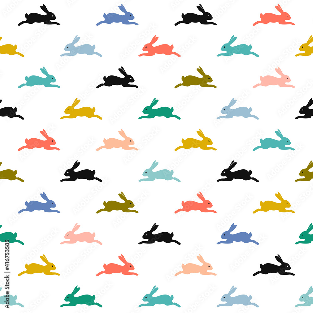 Hare seamless pattern, vector. Easter bunny. Wild nature. Rabbit. stock illustration. Art, Easter Egg, Pattern, Rabbit - Animal, Running Hare seamless pattern, vector. Easter bunny. Wild nature. Rabbit. stock illustration. Art, Easter Egg, Pattern, Rabbit - Animal, Running