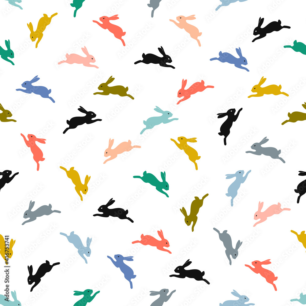 Seamless pattern with rabbits. Graphic design for paper, textile print, page fill - Vector stock illustration. Easter, Pattern, Seamless Pattern, Springtime, Hare Seamless pattern with rabbits. Graphic design for paper, textile print, page fill - Vector stock illustration. Easter, Pattern, Seamless Pattern, Springtime, Hare