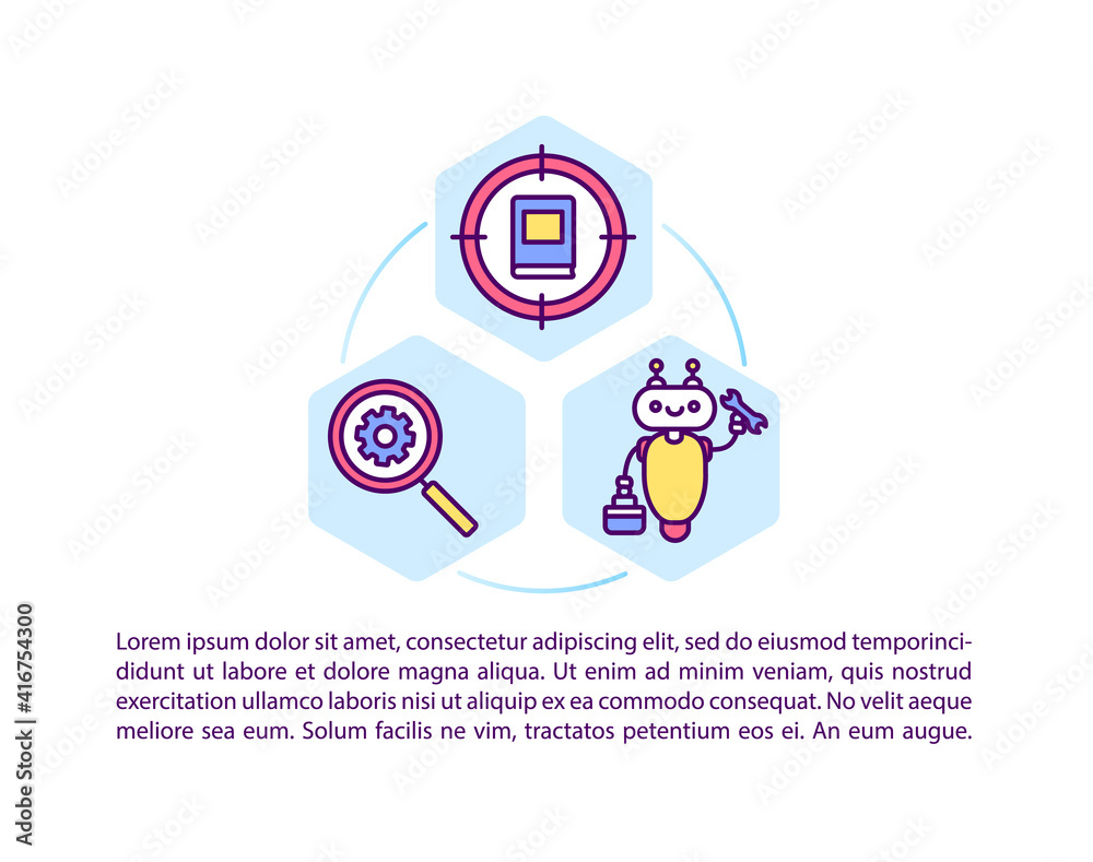 Online library benefits concept icon with text. Academic research database guide. Multiple access. PPT page vector template. Brochure, magazine, booklet design element with linear illustrations