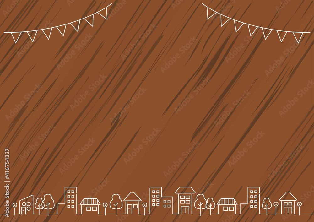 木目と線画の街並み背景 ナチュラル A3横 Stock ベクター Adobe Stock