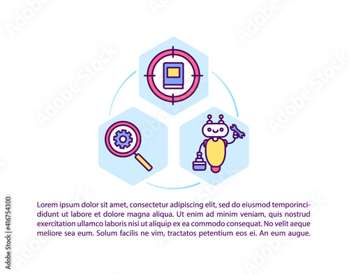 Online library benefits concept icon with text. Academic research database guide. Multiple access. PPT page vector template. Brochure, magazine, booklet design element with linear illustrations