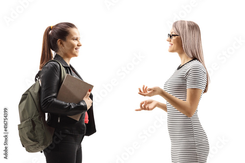 Woman talking to a female student