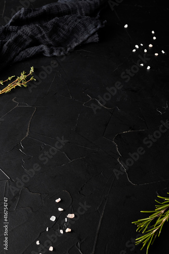 black textured background with  napkin