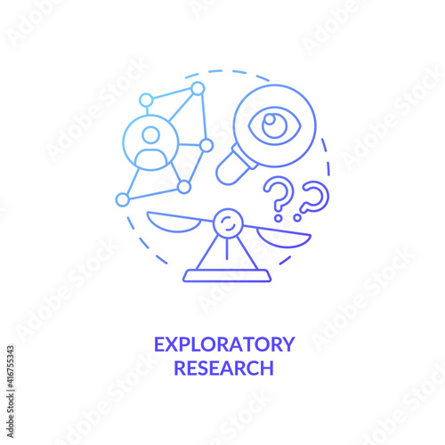 Exploratory research concept icon. Method of collecting information idea thin line illustration. Interpretive research. Process of investigating. Vector isolated outline RGB color drawing